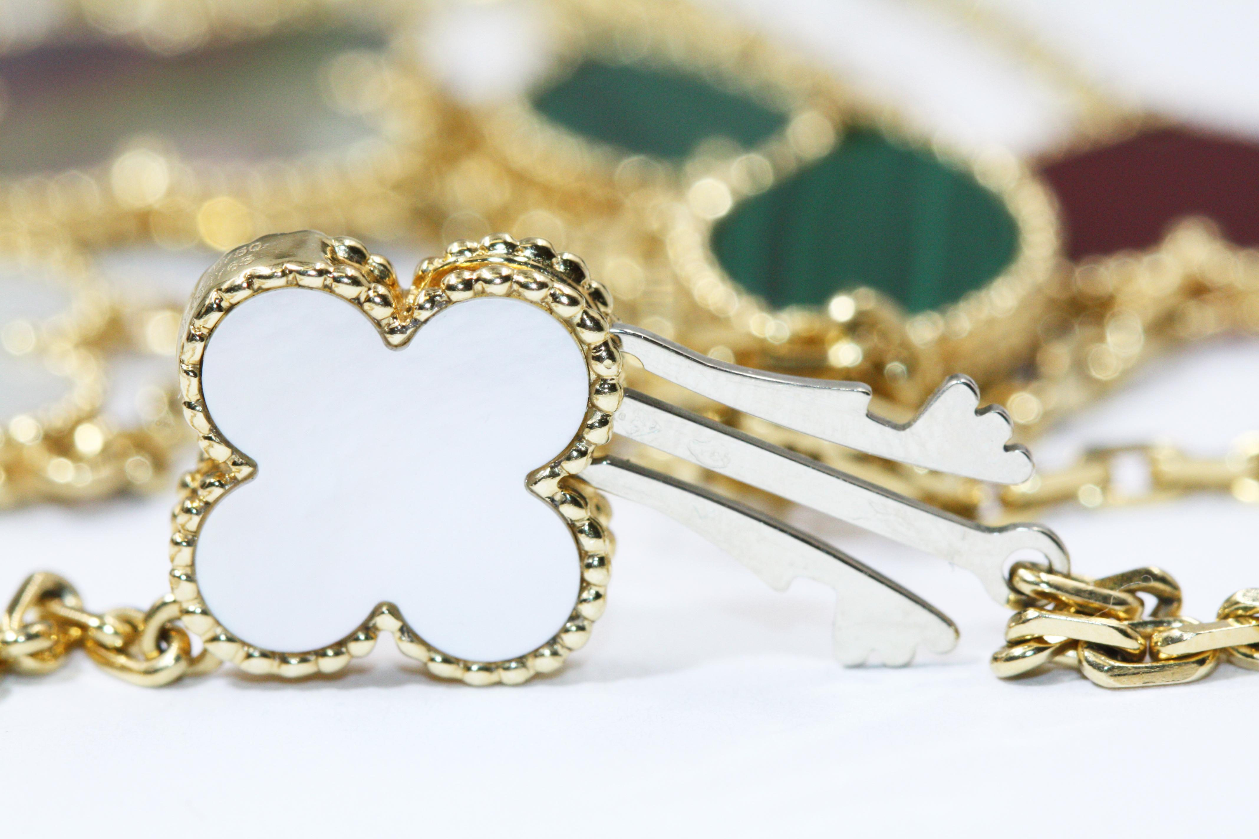 Van Cleef & Arpels Lucky Alhambra Long Necklace, 12 Motifs, Yellow Gold 2