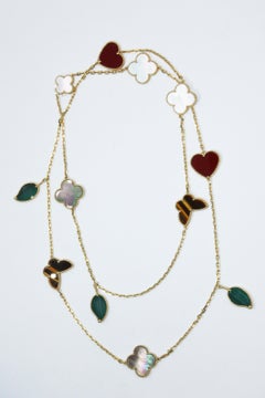 Van Cleef & Arpels Lucky Alhambra Long Necklace, 12 Motifs, Yellow Gold