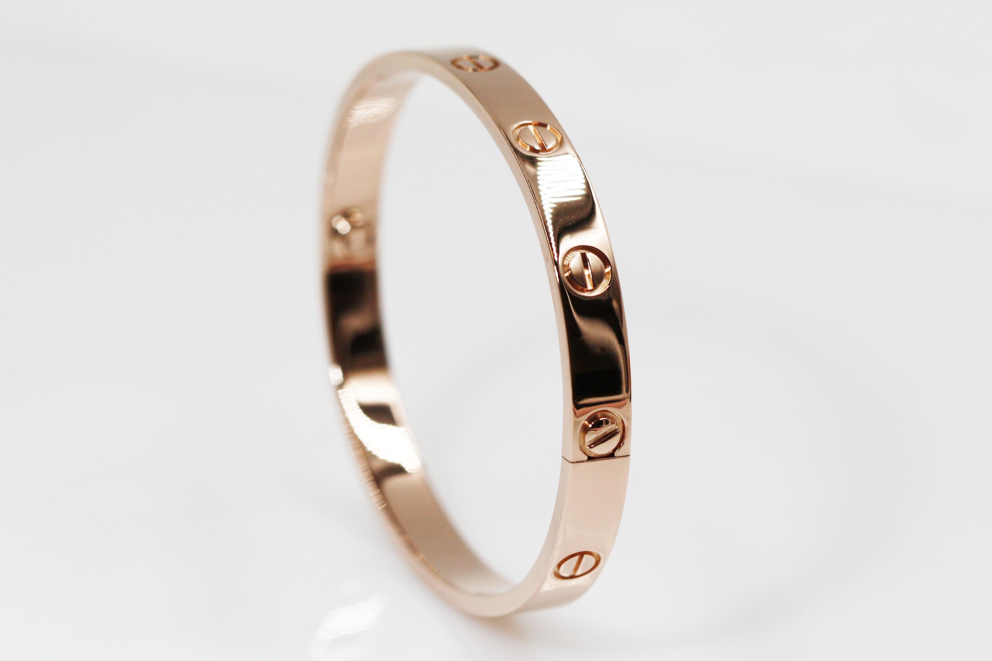 Cartier 18 Karat Rose Gold Love Bracelet In Excellent Condition In New York, NY
