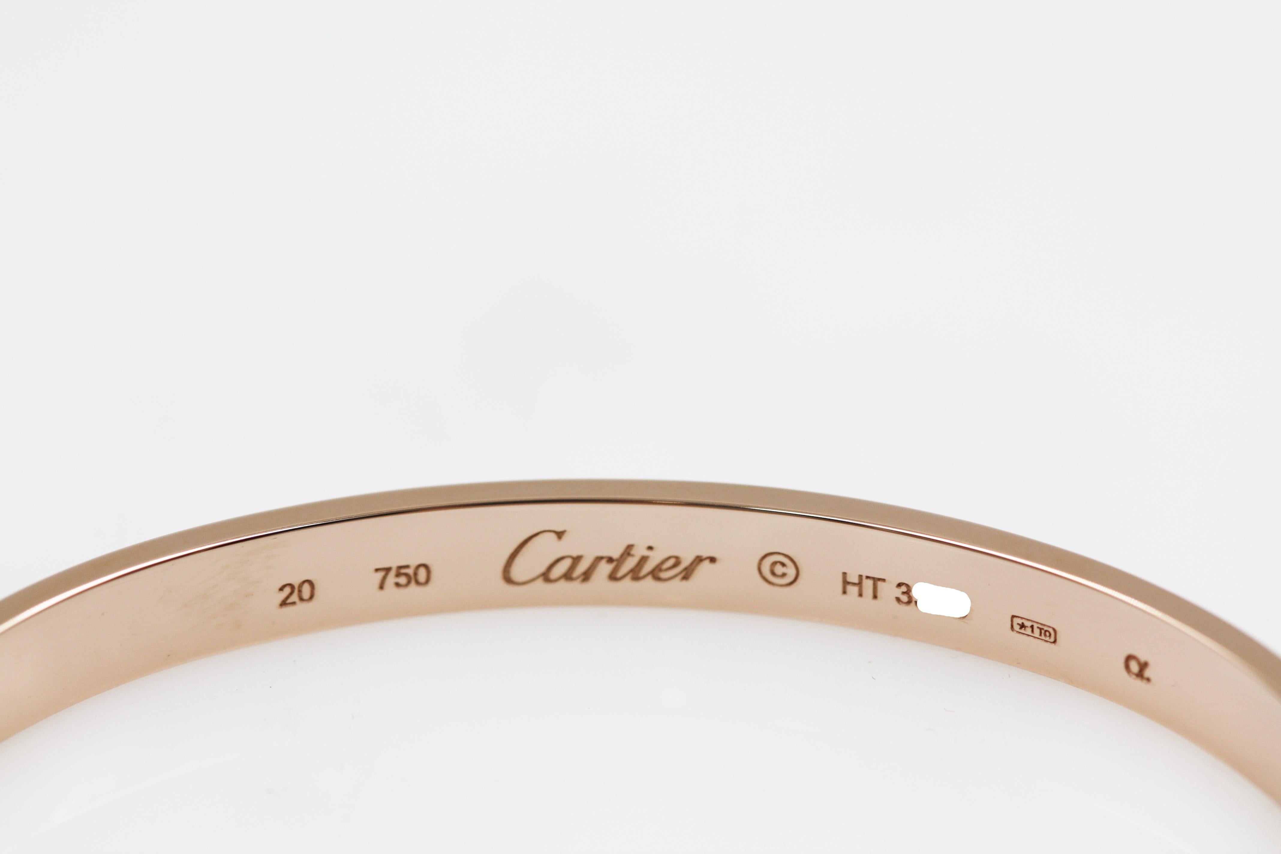 Cartier 18 Karat Rose Gold Love Bracelet For Sale 3