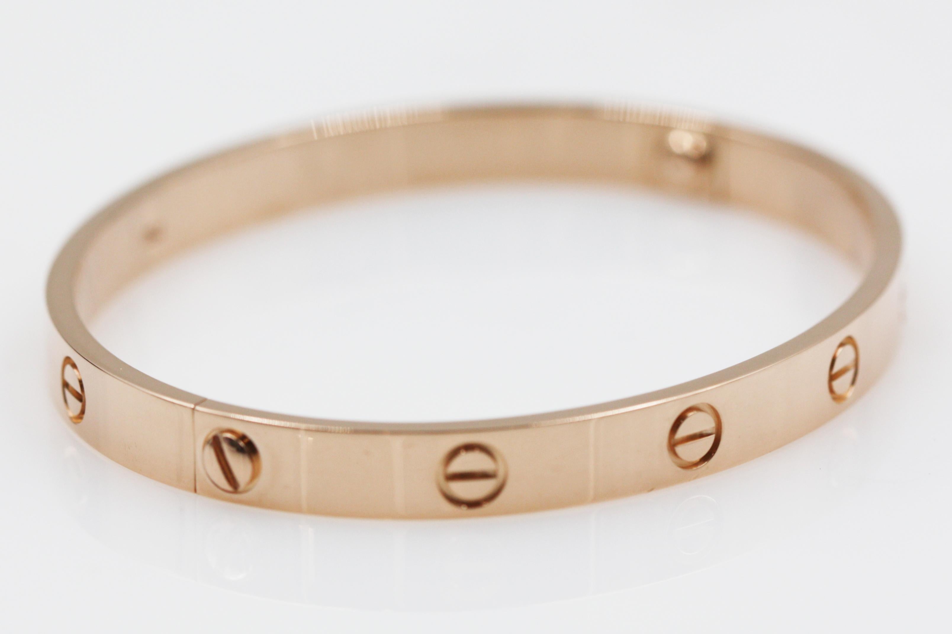 Cartier 18 Karat Rose Gold Love Bracelet In Excellent Condition For Sale In New York, NY