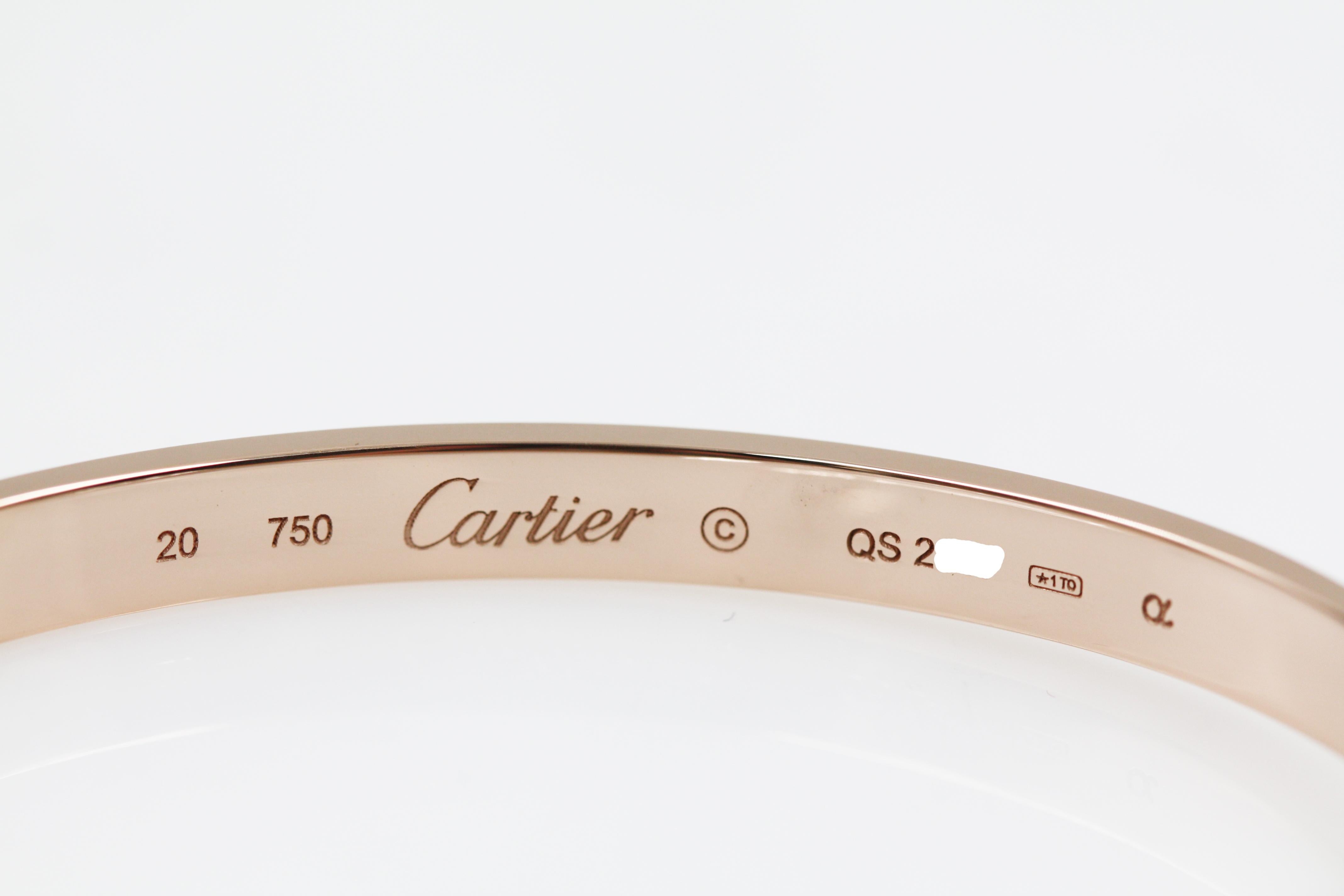 Cartier 18 Karat Rose Gold Love Bracelet For Sale 2