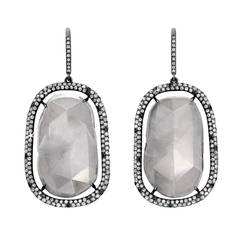 Milky Grey Diamond Slice Earrings