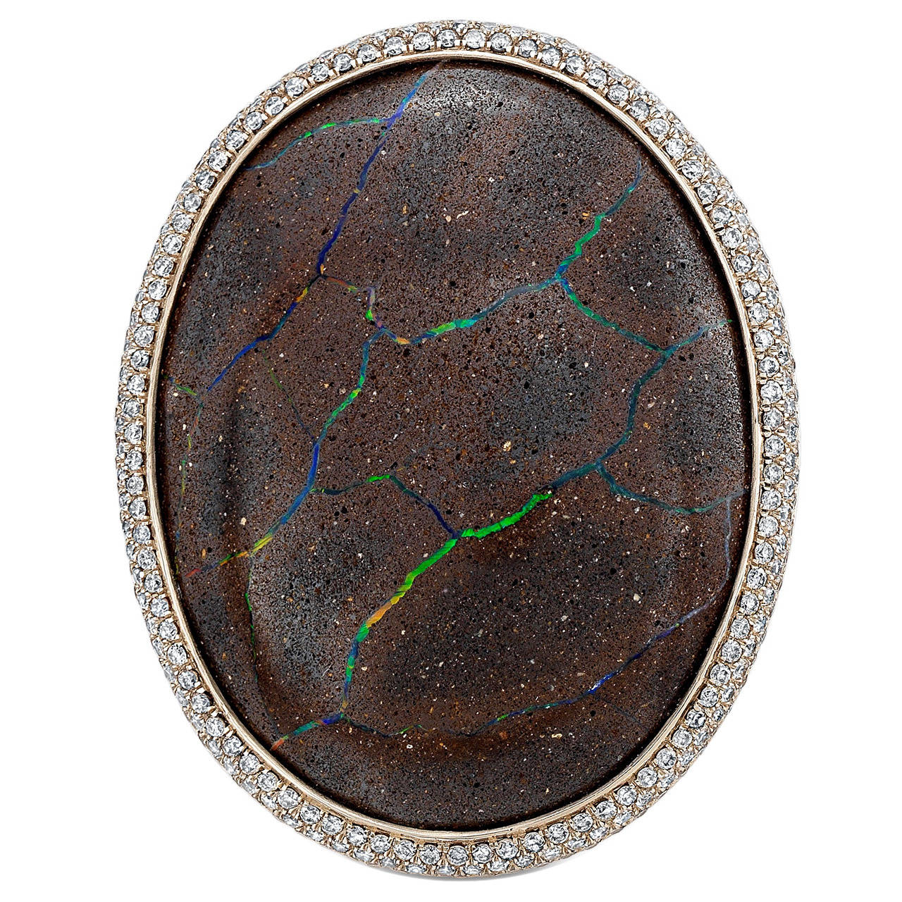 Opal Diamond Gold Lava Ring For Sale