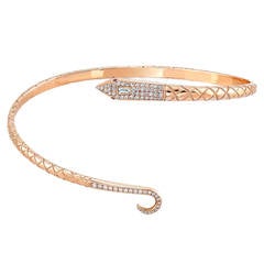 Ruby Diamond Gold Snake Bangle Bracelet