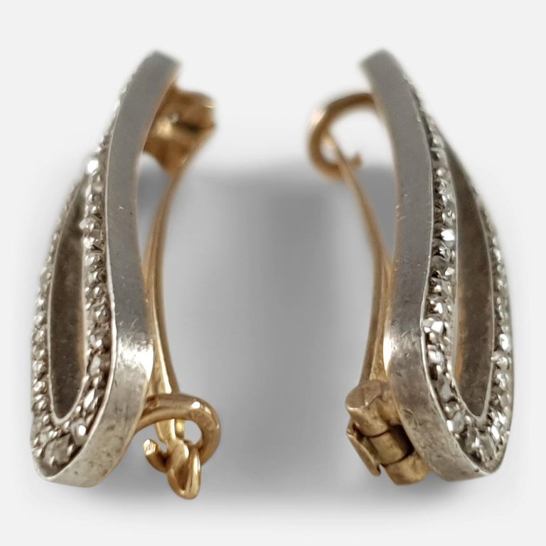 Pair of 18 Karat Yellow Gold, Silver, and Diamond Hair Clips, circa