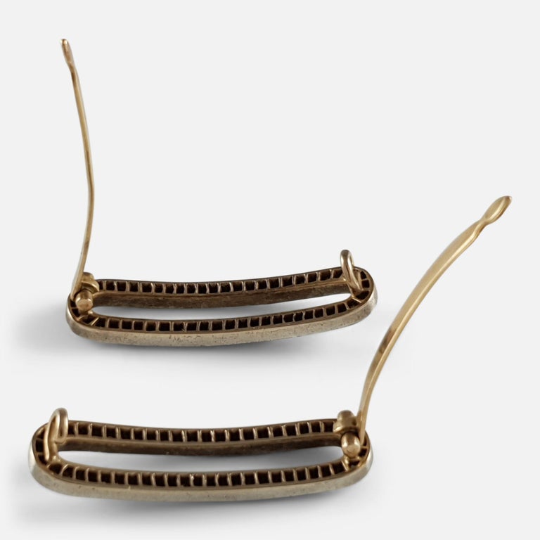 Pair of 18 Karat Yellow Gold, Silver, and Diamond Hair Clips, circa