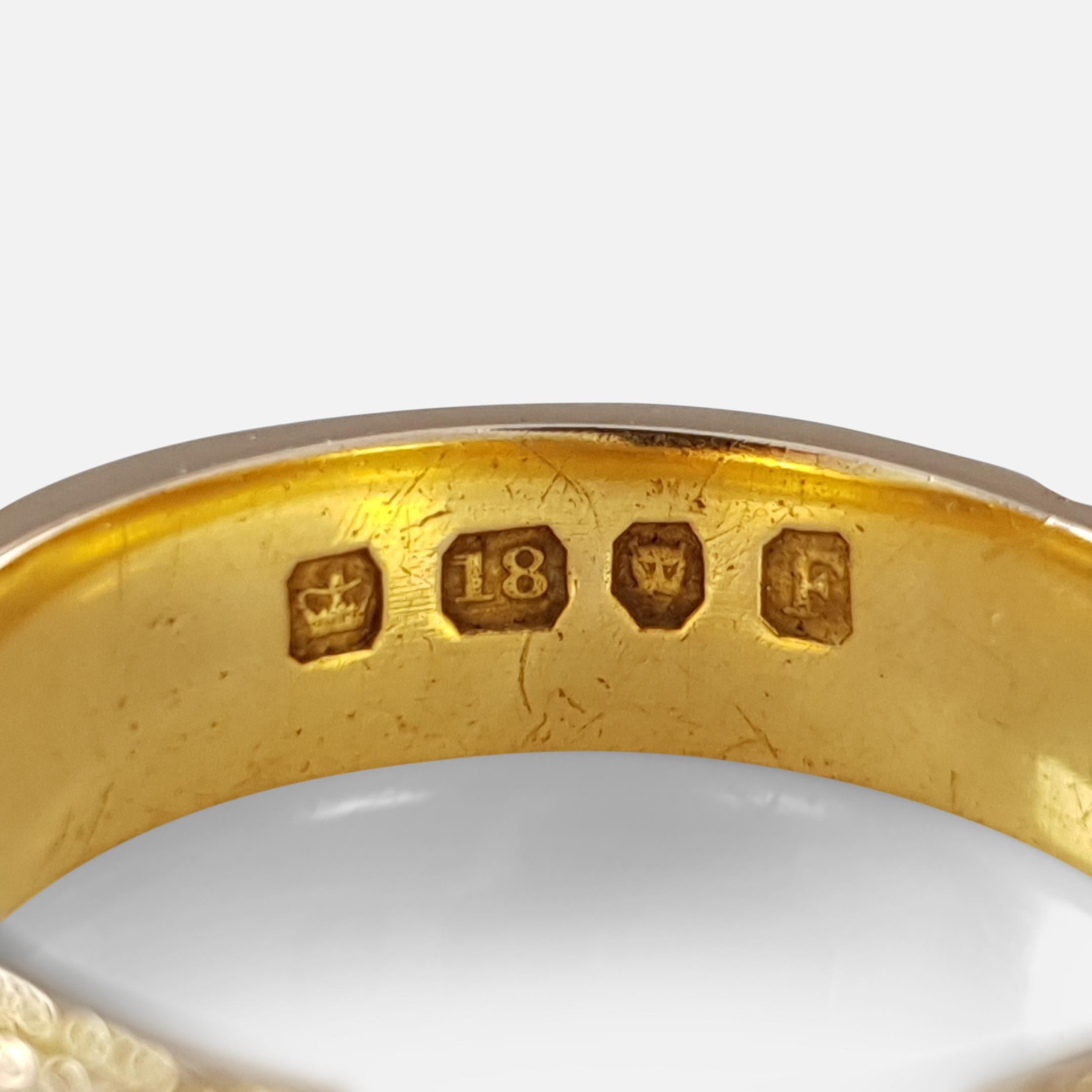 Victorian 18 Karat Yellow Gold Foliate Engraved Wedding Band Ring 3
