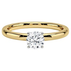 0.60 Carat Round Diamond 4-Prong Ring in 14k Yellow Gold