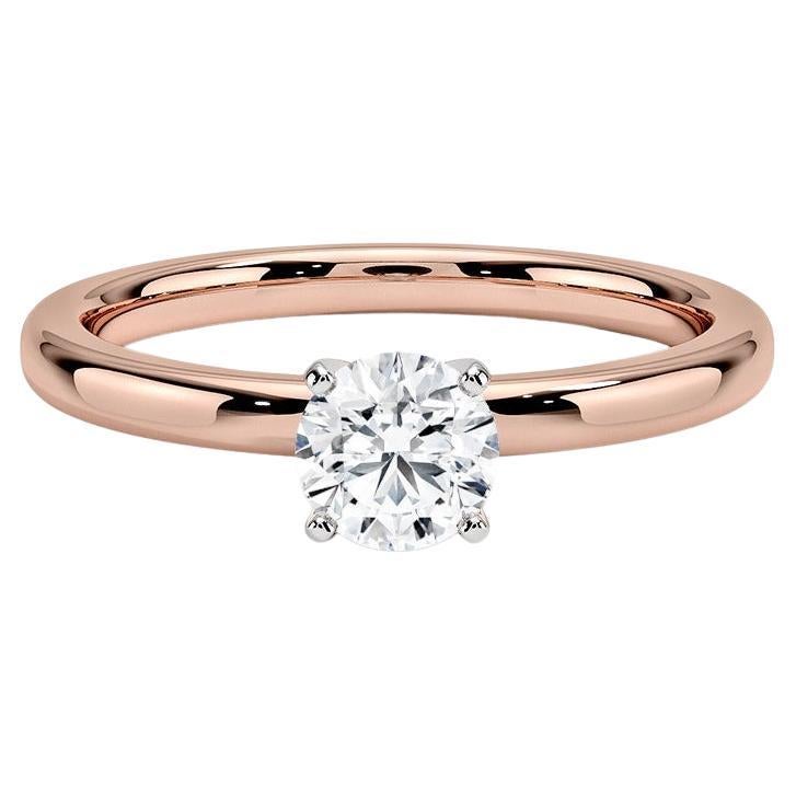 0.60 Carat Round Diamond 4-Prong Ring in 14k Rose Gold For Sale