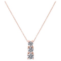 Pendentif en or rose 14 carats avec diamants ronds de 0,75 carat	