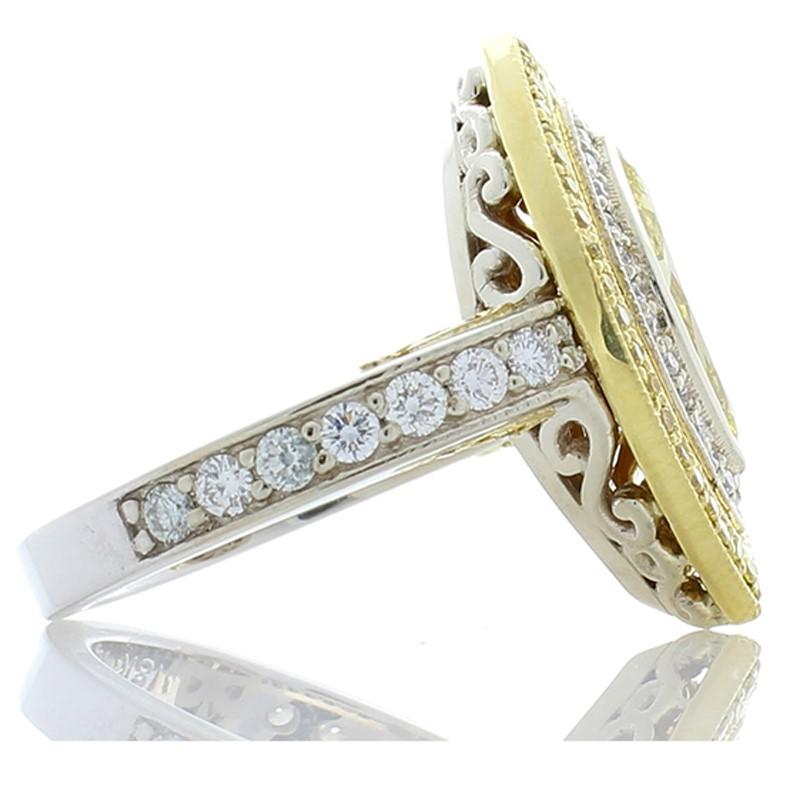 1.04 Carat Fancy Intense Yellow Marquise Diamond Two-Tone Cocktail Ring 1