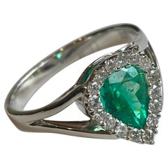 Feiner natürlicher kolumbianischer Smaragd Diamant Verlobungsring 18K Gold
