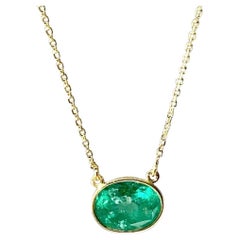 oval emerald necklace Pendant Necklace Oval Natural Emerald 18 Karat