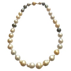 Baroque South Sea Pearl Gold Necklace 20 Inch