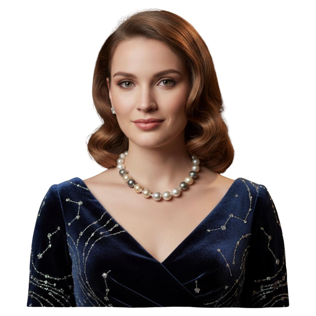 Collana barocca in oro con perle dei mari del sud da 20 pollici