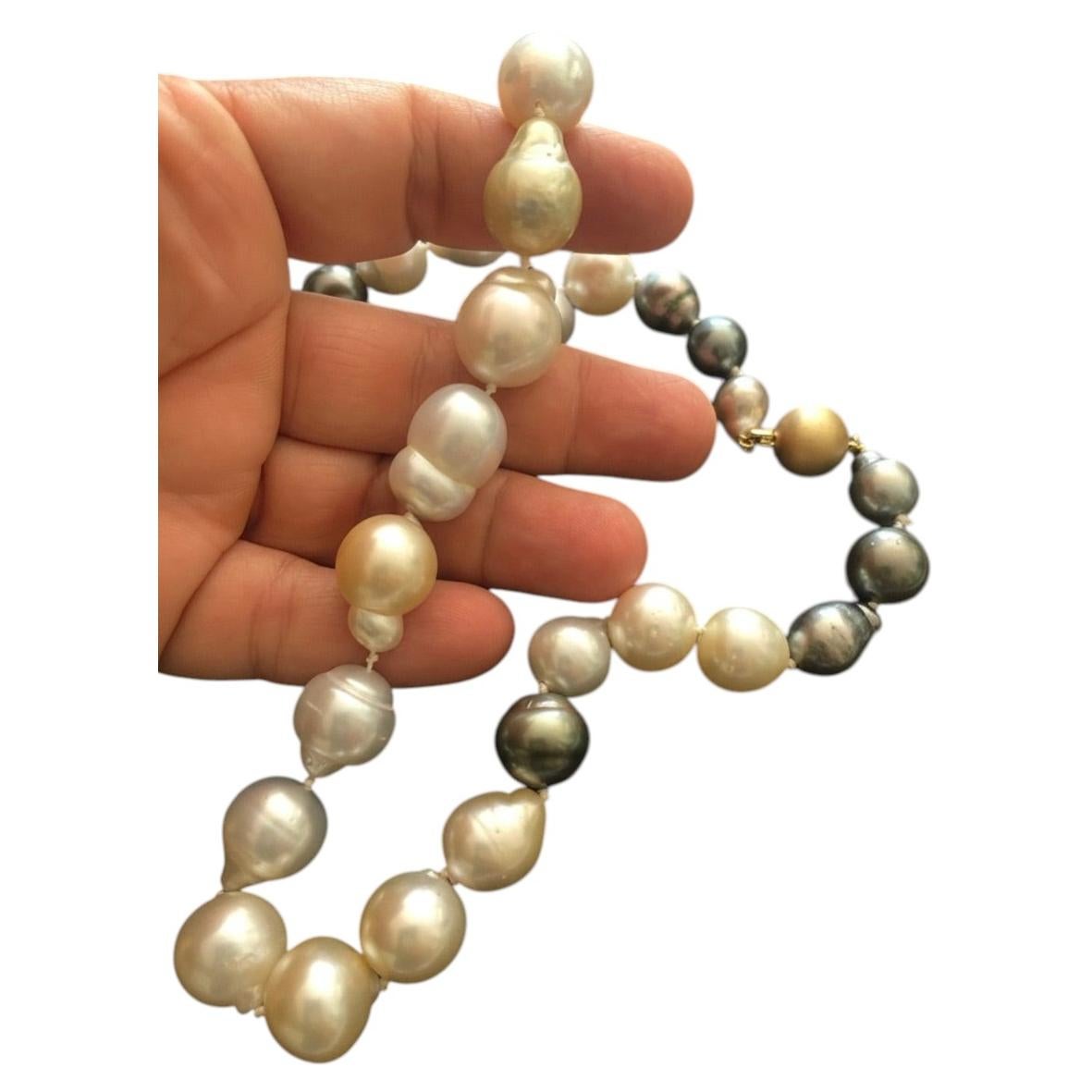 Collana di perle barocche dei Mari del Sud, 20", chiusura in oro giallo