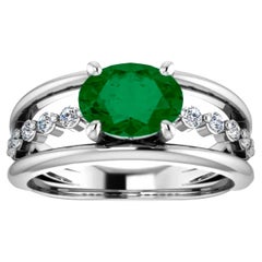 Colombian Emerald and VS Diamond Contemporary Engagement Ring