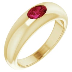 Anello solitario classico in oro con taglio ovale di rubino Unisex