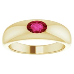Anello solitario classico in oro con taglio ovale di rubino Unisex
