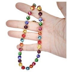 44.00 Carats Multicolor Ceylon Sapphire Necklace in Gold