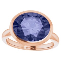 6.09 Carat Violet Purple Spinel Solitaire Oval Cut Bezel Ring 18K