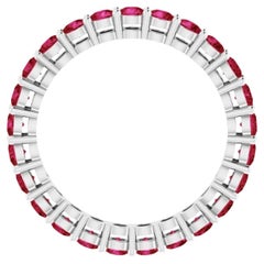 Round Cut Natural Burmese Ruby Eternity Wedding Band Ring