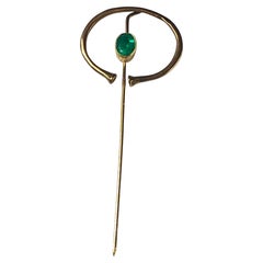 Colombian Emerald Stick Pin Vintages Yellow Gold