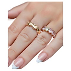 Natural Untreated Multi-Color Sapphire Half-Eternity Ring Gold