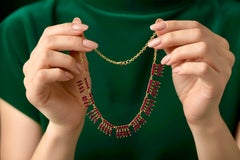 Collana con ghirlanda di foglie di rubino in oro giallo 18K