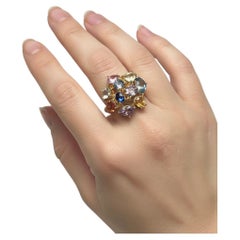 6.50 Carat Multi Colored Cocktail Sapphire Ring 18k Yellow Gold 6.50 Carat Multi Colored Cocktail Sapphire Ring 18k Yellow Gold
