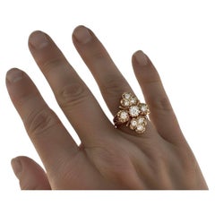 Victorian 14K Gold Diamond Cluster Ring, 2.10 Carats, Circa 1880s