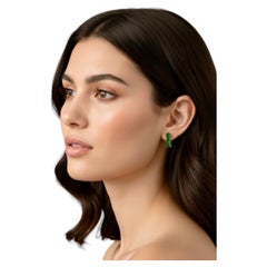 Colombian Muzo Emerald Huggies Earrings, 18K Yellow Gold