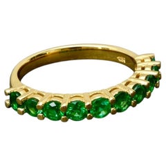 1.00ct Colombian Muzo Emerald Half Eternity Band Ring in 18K Gold