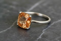 1.5 Carat Cushion Orange-Pinkish Sapphire Solitaire Engagement Ring