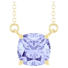 1.82 carats Violet Ceylon Sapphire Cushion Cut Necklace 14K Yellow Gold
