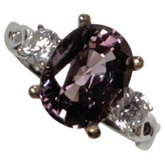 4.93 Carat Spinel and Diamond Three-Stone Engagement Ring, No Heat