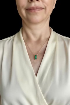 1.65 Carat Colombian Emerald Three Stone Pendant Necklace 18K Yellow Gold