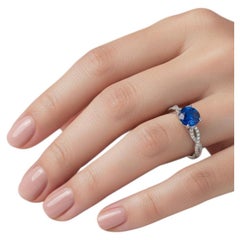 Sapphire Diamond Infinity Inspired Engagement Ring 14K White Gold