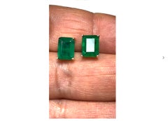 Colombian Emerald Cut Stud Earrings in 18K Yellow Gold, 2.33 Carats