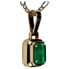 1.94 Carat Colombian Emerald Solitaire Pendant Emerald Cut 18 Karat