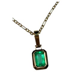 1.94 Carat Colombian Emerald Solitaire Pendant Emerald Cut 18 Karat