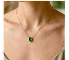 2.80 Carat Colombian Emerald Solitaire Pendant Necklace Oval Cut 18 Karat