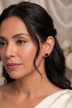 Heart Shape Ruby Stud Earrings 14K Gold