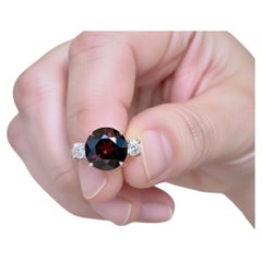 Anello di fidanzamento con diamante e spinello naturale taglio rotondo 18K