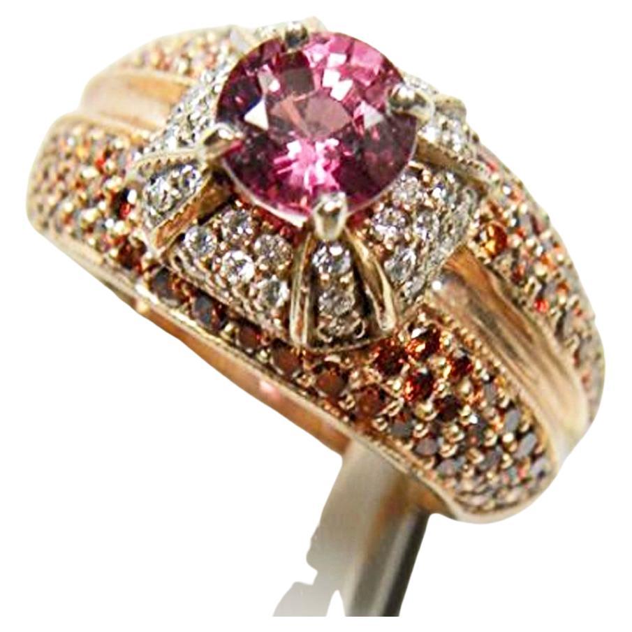 2.04 Carat Padparadscha Sapphire Diamond Ring Rose Gold
