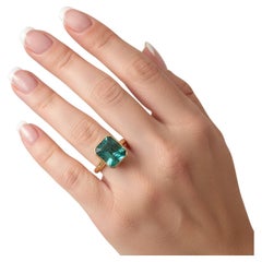 GIA 6.80 Carat Natural Colombian Emerald Solitaire Ring 18K Gold