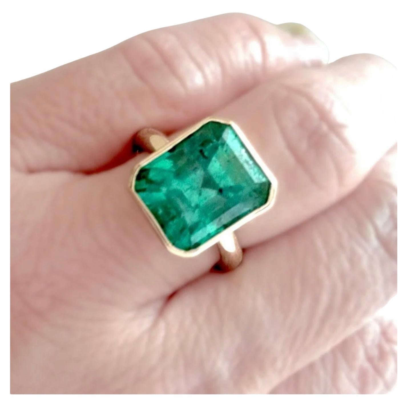 Bague solitaire en émeraude naturelle colombienne de 6,80 carats certifiée GIA, en or 18 carats