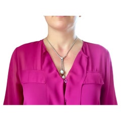 18 Karat White Gold South Sea Pearl Diamond Tassel Necklace