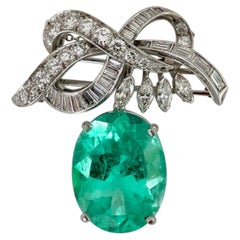 Emeralds Maravellous 18.76ct Certified Colombian Emerald Diamond Platinum Pend/B